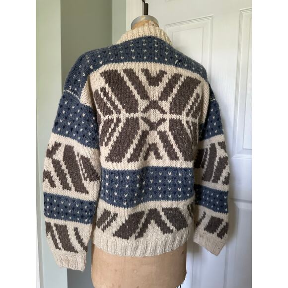 Wool Winter Sweater Men Handmade Chunky Warm thick fair isle - Picture 3 of 11